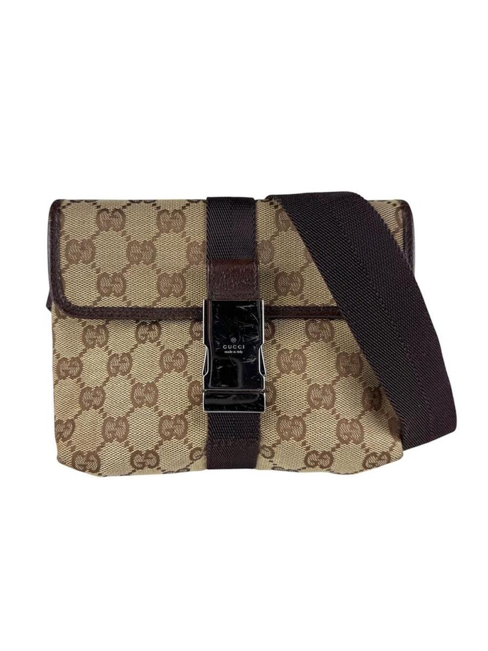 Auth Gucci Body Bag Waist Brown Gg #327708G36B
